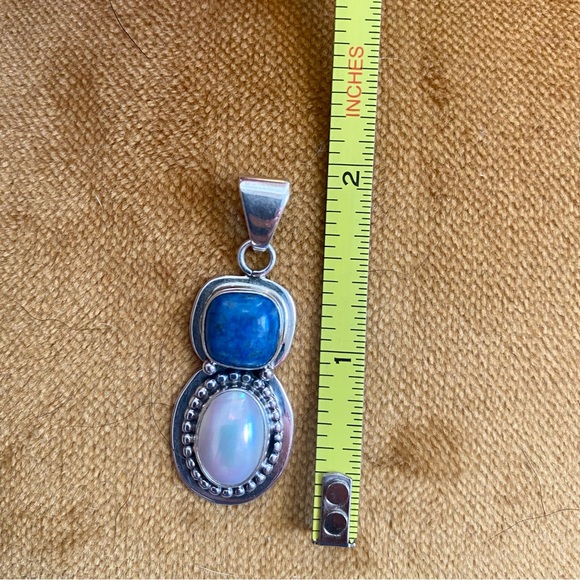 Bea Tom Vintage Sterling Silver Pearl Pendant Enhancer Navajo Southwest Jewelry - Picture 5 of 8